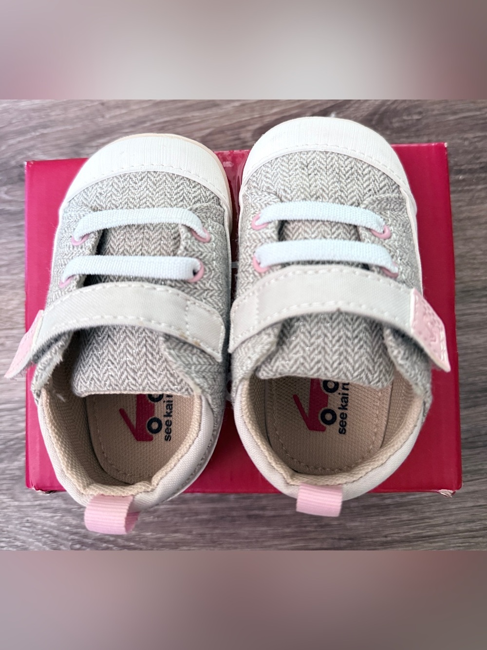See Kai Run Stevie Mini First Walker Shoe - Gray Herringbone - Picture 6 of 7